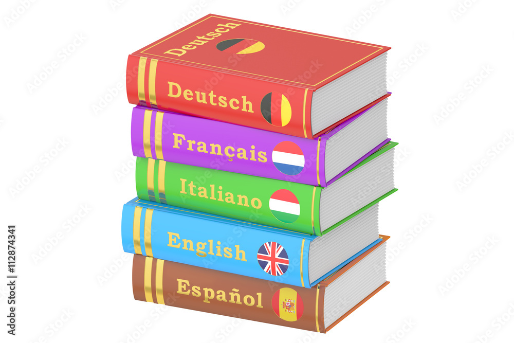 Stack of Languages Books, 3D rendering Stack of Languages Books, 3D rendering