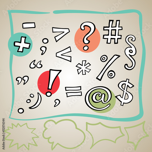Hand drawn punctuation marks