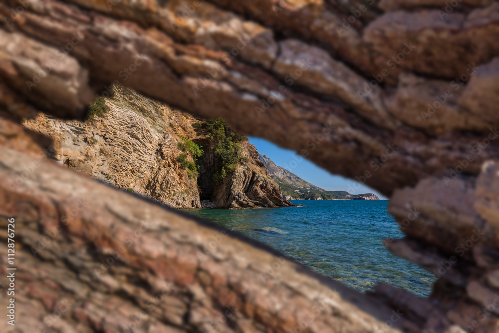 Hole in rock - resort Rafailovici - Montenegro