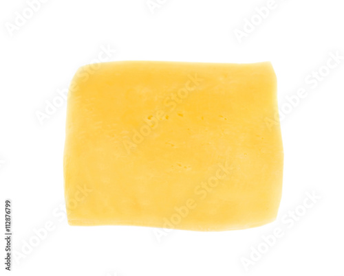 Yellow cheese slice on white background