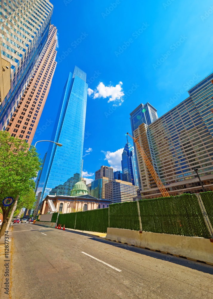 Obraz premium Construction works at Arch Street Presbyterian Church in Philadelphia