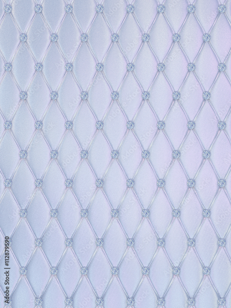 Naklejka premium Silver Button-Tufted Leather Background with diamonds
