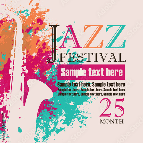 Photography banner with an saxophone on grungy color background