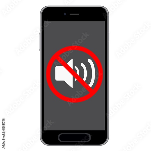 Mobile phone volume off, isolated vector