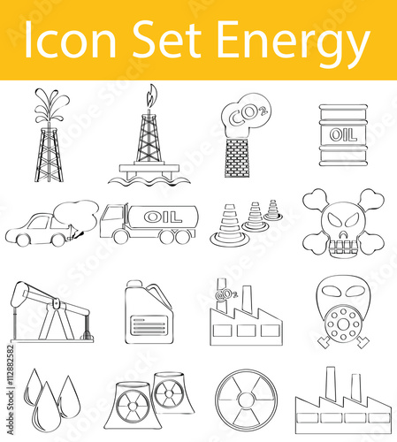 Drawn Doodle Lined Icon Set Energy I