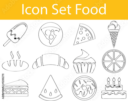 Drawn Doodle Lined Icon Set Food I
