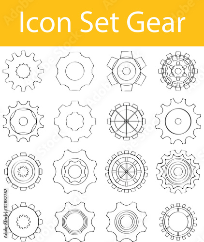 Drawn Doodle Lined Icon Set Gear I