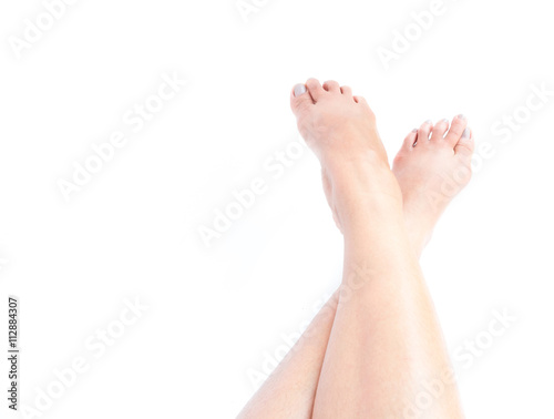 Legs woman on white background for relax concept