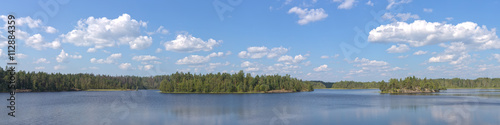 panorama of a forest lake