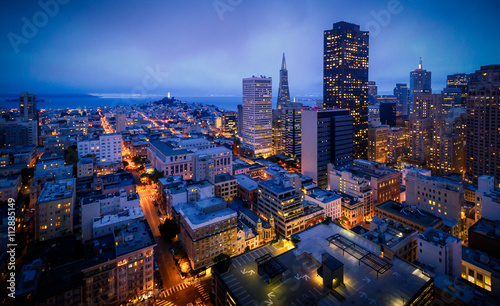 Aerial view of San Francisco Skyline at Night