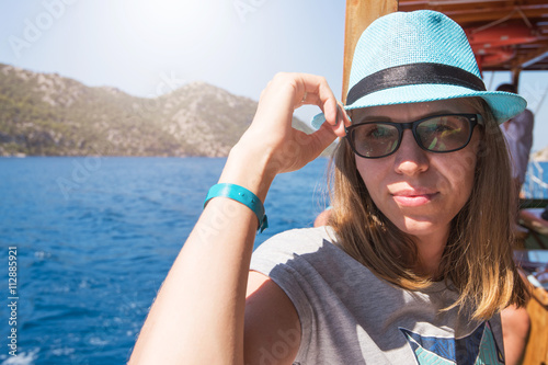 woman on yacht