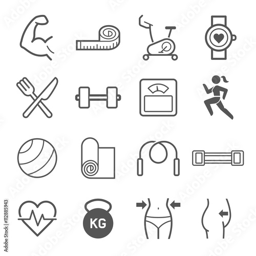 Set of exercise icons. Vector illustrations.