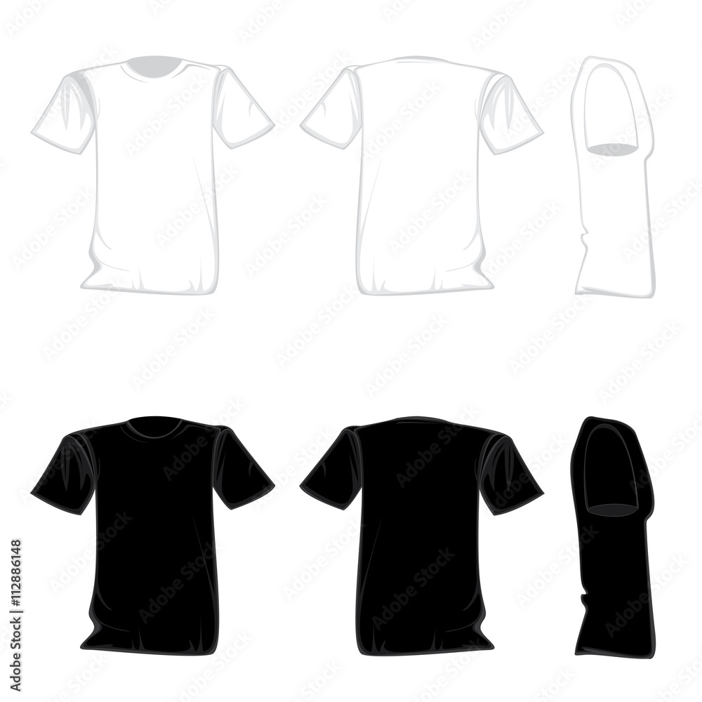 T-shirt template design set. Shirt for front with back and side view ...