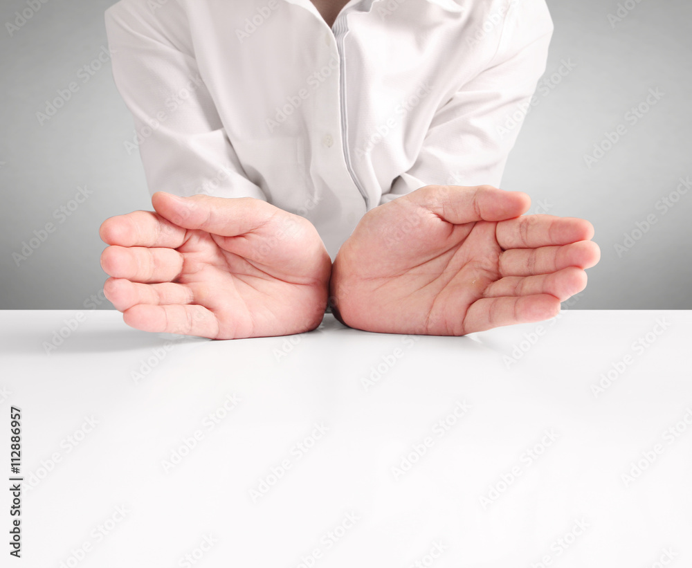 Naklejka premium Open hands holding showing