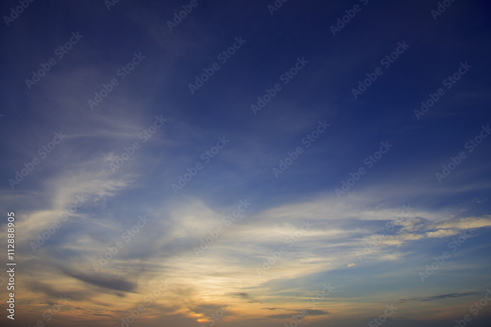 landscape of beautiful sky and streaky cloud in morning ; Songkhla southern of Thailand 