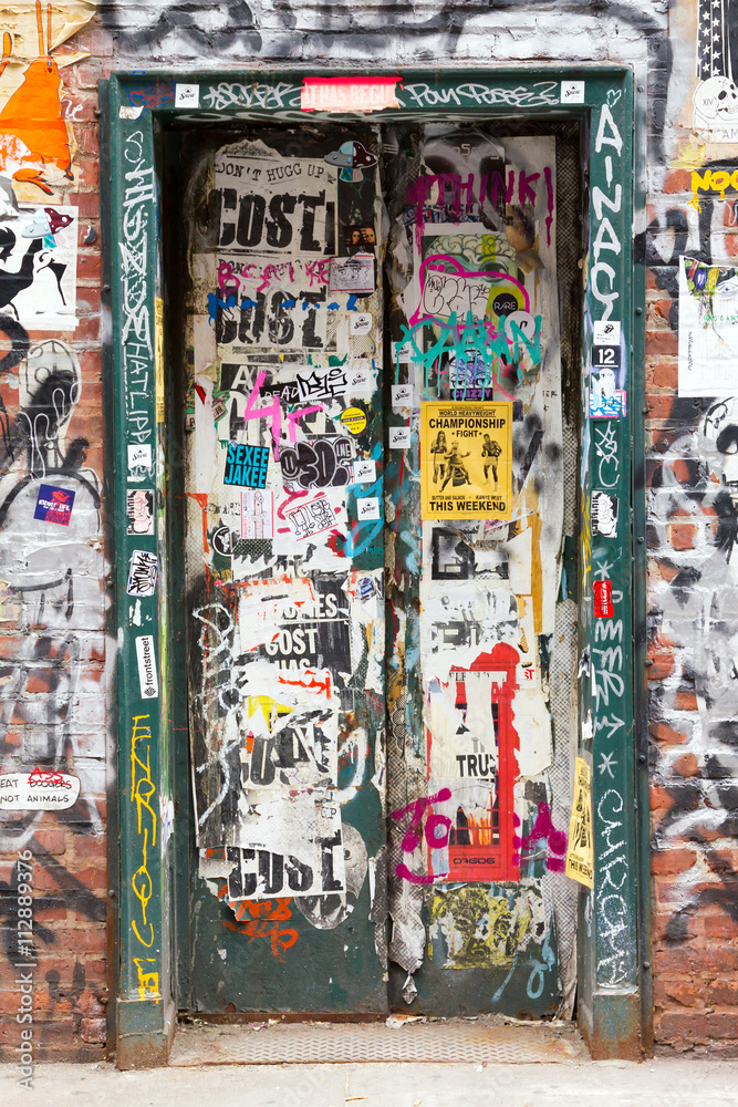 Fototapeta premium Drzwi pokryte graffiti w Nowym Jorku