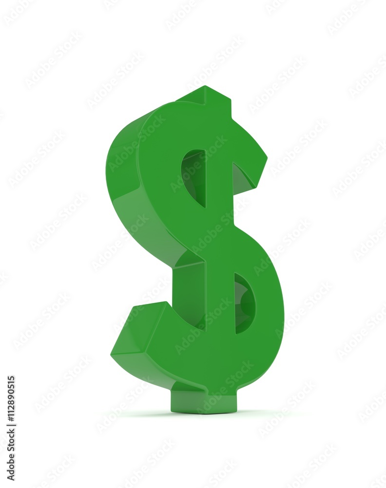 Isolated green dollar sign on white background. American currency. Money green economy symbol. 3D rendering. Isolated green dollar sign on white background. American currency. Money green economy symbol. 3D rendering.