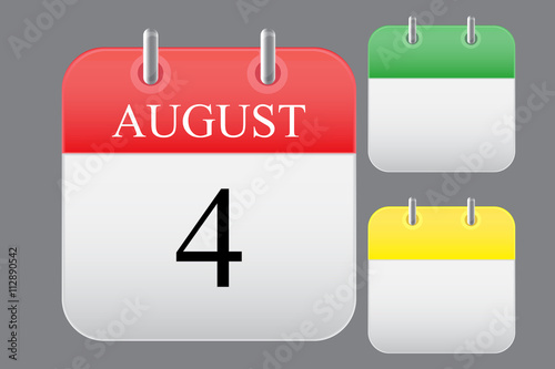 Colorful calendar of August month.