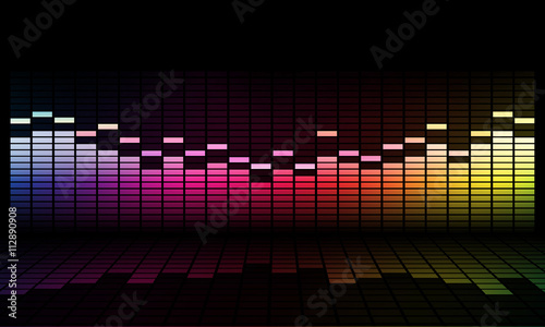 Graphics of music equalizer on black background