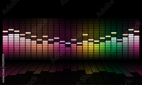 Graphics of music equalizer on black background