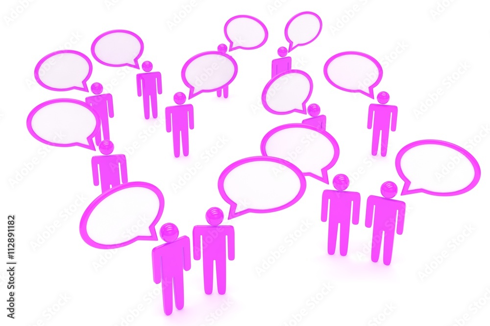 people with talk bubbles isolated over a white background. 3d rendering. people with talk bubbles isolated over a white background. 3d rendering.
