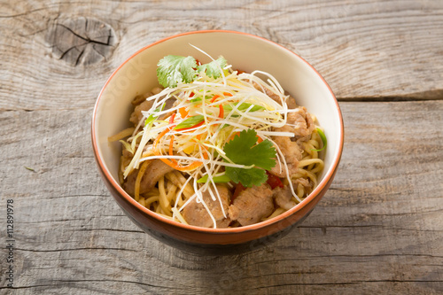 Traditional asian meal. Bowl of noodles.