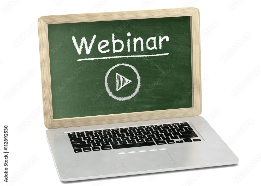 Laptop with chalkboard, video webinar, online education concept. 3d rendering. Laptop with chalkboard, video webinar, online education concept. 3d rendering.