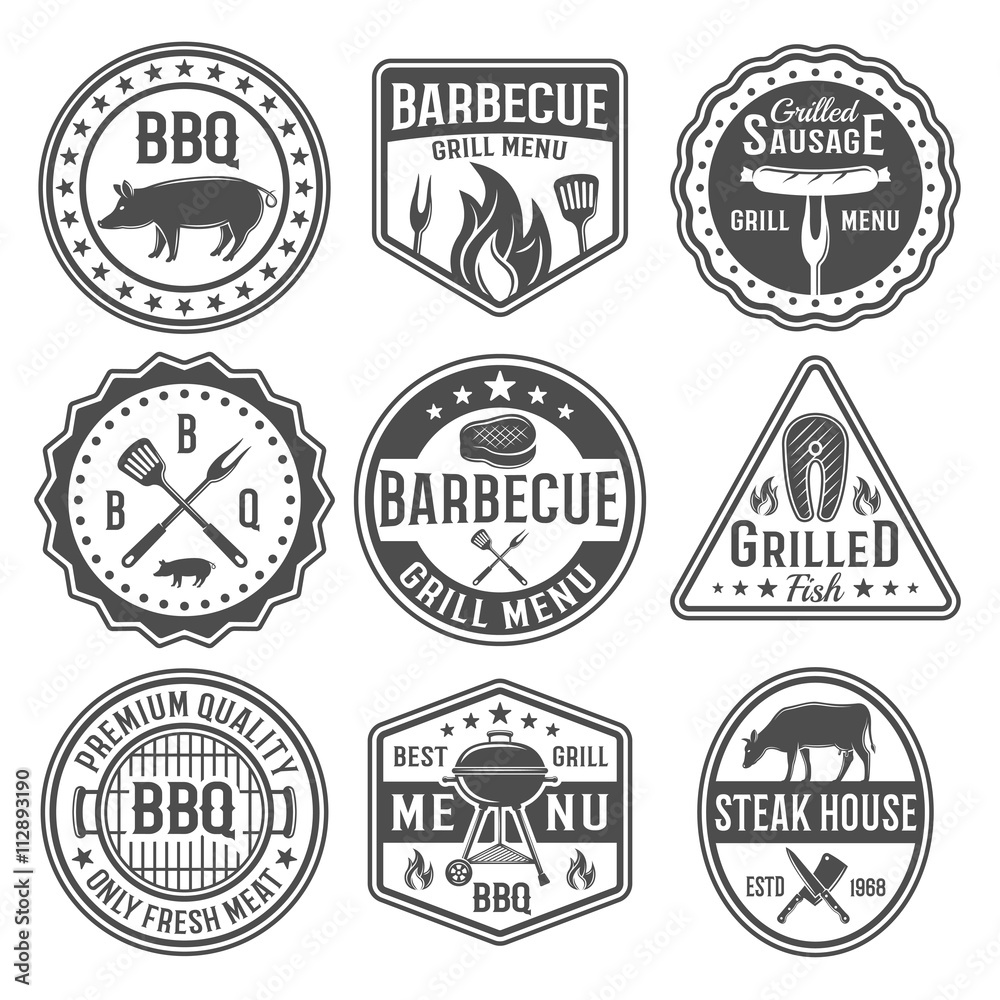 Barbecue Black White Emblems