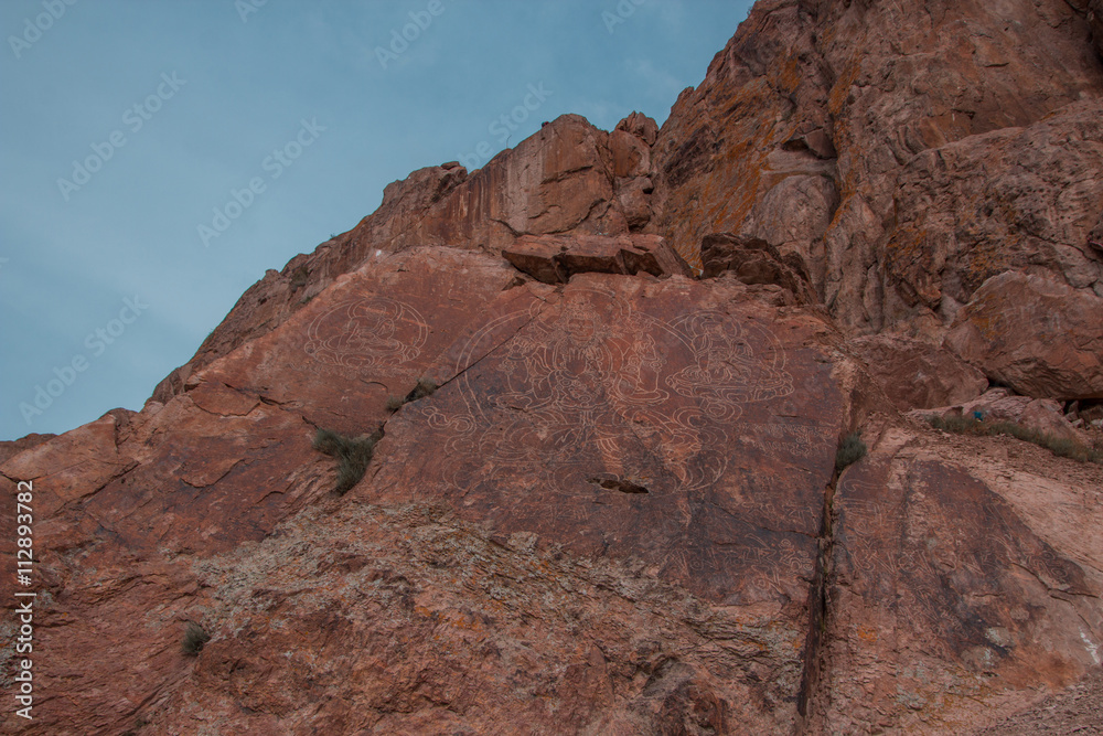 Fototapeta premium The Petroglyph Buddha on Tamgaly-Tas, Kazakhstan