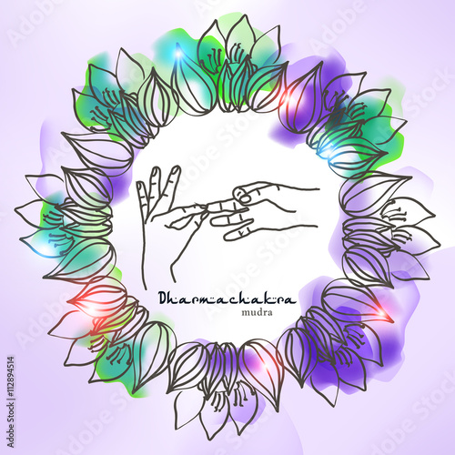 Element yoga dharmachakra mudra hands