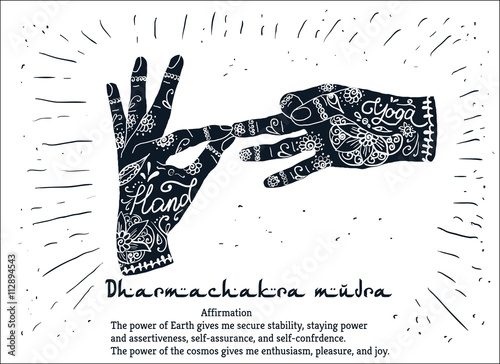 Element yoga dharmachakra mudra hands