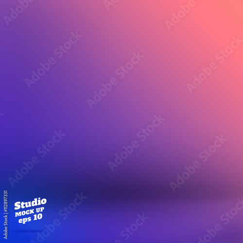 Vector,Empty studio room background with purple and blue Materia
