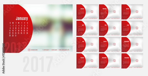 Vector of Calendar 2017 year ,12 month calendar with modern styl