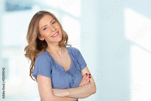 Free Download portrait of attractive caucasian smiling woman - GFXLoad
