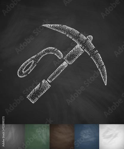 Ice ax icon. Hand drawn vector illustration