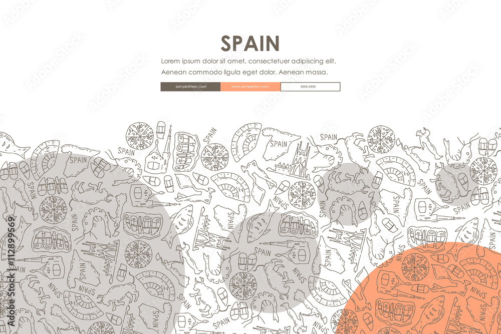 Obraz premium Spain Doodle Website Template Design