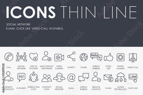Social Network Thin Line Icons