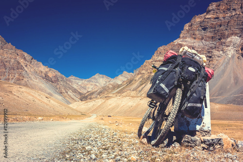 Bike in Himalayas mountains  North India 