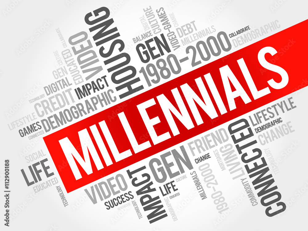 Millennials Word Cloud Social Concept collage background