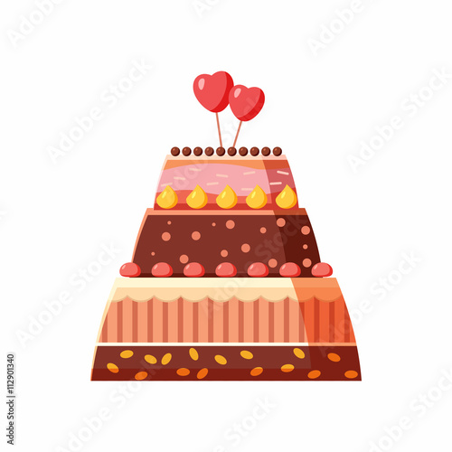 Wedding cake icon, cartoon style