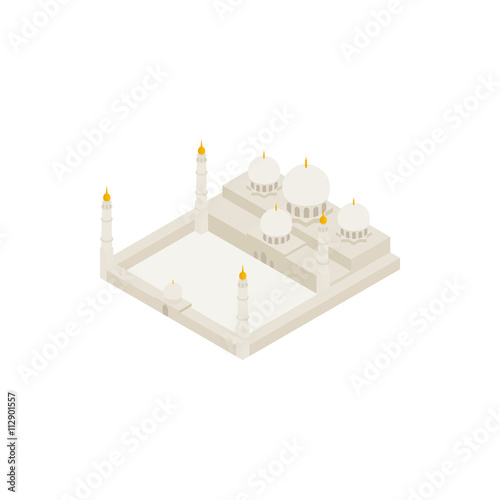 Sheikh Zayed Grand mosque icon, isometric 3d style