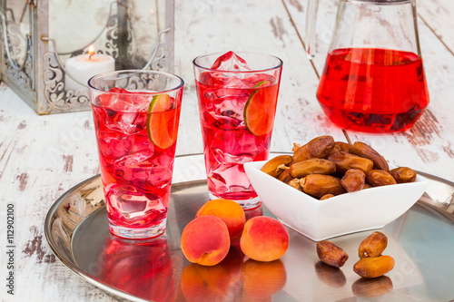 Rooh Afza syrup and dates photo