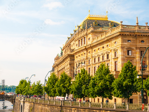 Photography Prague National Theater on sunny day