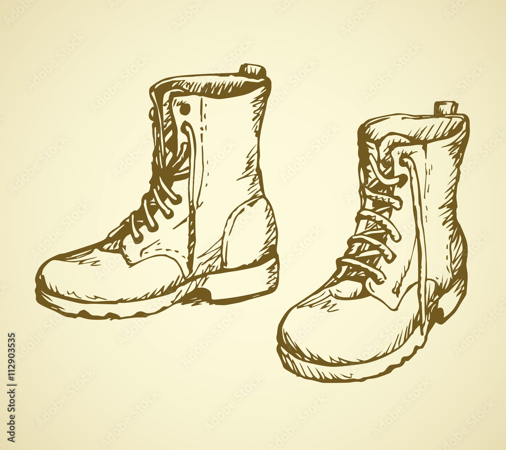 Military boots. Vector drawing vector de Stock | Adobe Stock