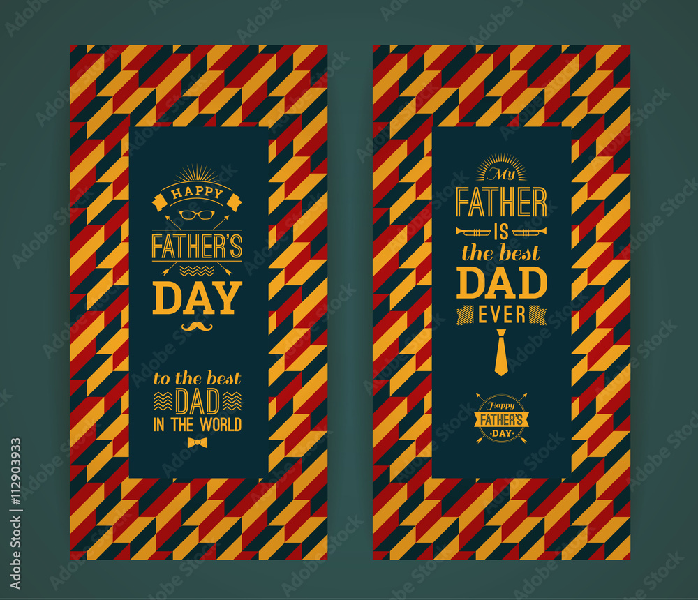 Happy Father's Day Card In Retro Style.