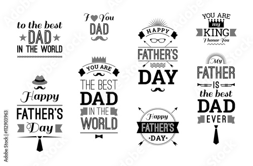 Happy Father's Day Design Collection In Retro Style.