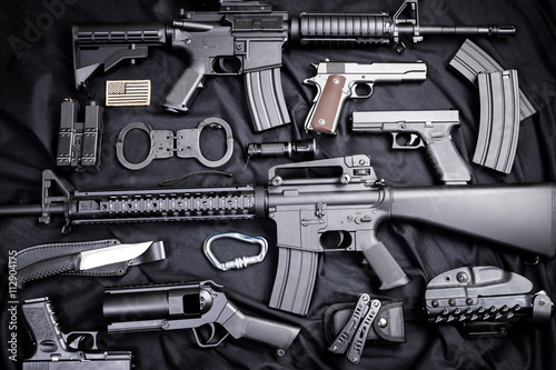 modern weapon, black background photo
