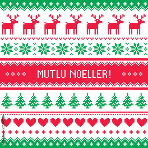 Merry Christmas in Turkish - Mutlu Noeller pattern 