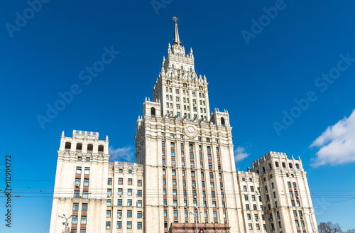 Stalin skyscraper on square of the Red Gate in Moscow, Russia