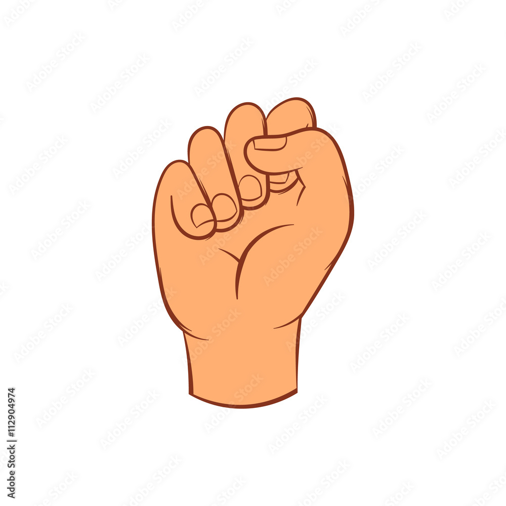 Hand with clenched fist icon, cartoon style Hand with clenched fist icon, cartoon style